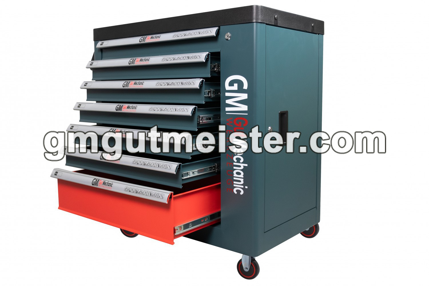 ШАФА-ВІЗОК ДЛЯ ІНСТРУМЕНТІВ GUT MECHANIC 7 ШУХЛЯД 900*770*460MM (ПЛАСТМАСОВИЙ СТІЛ, НА ЗАМОК) TTS00770 - фото 2